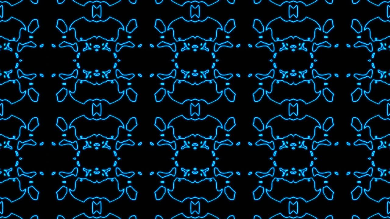 fondo de patrón geometrico sin costuras azul abstracto. rayas abstractas bucle de caleidoscopio. rápido psicodélico colorido kaleidoscopio vj fondo. discoteca fondo de movimiento abstracto. efecto caleidoscope