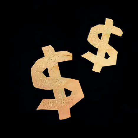 artistic dollar sign collage animation isolated asset, transparent 4k video, alpha channel, prores