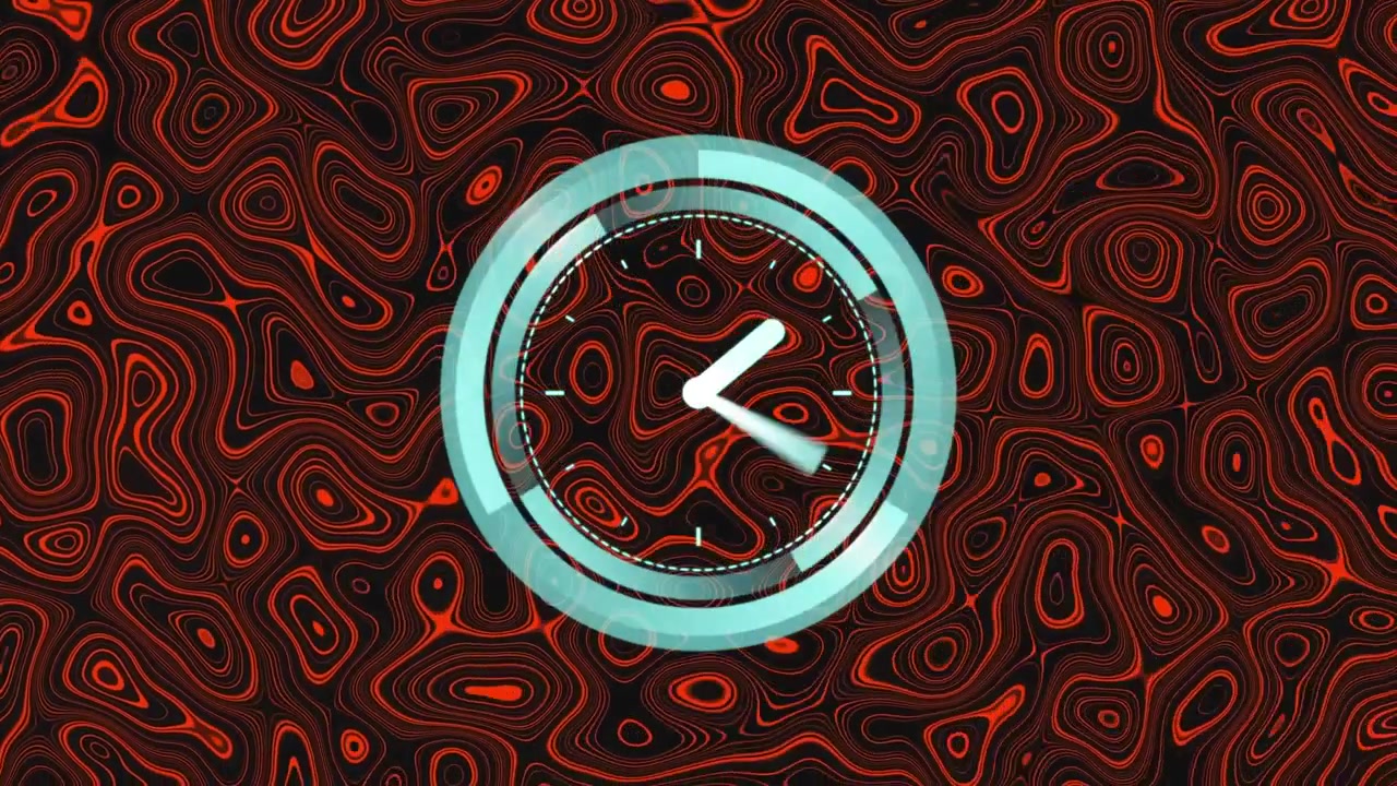 Animation of clock moving over rotating ball