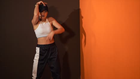 woman dancing in a corner