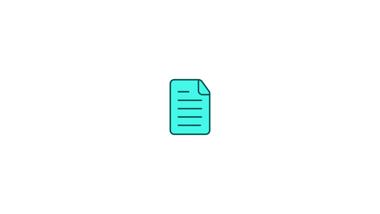 Animated Document Icon with Text Filling on White Background