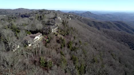 aerial orbit of vacation homes in blowing rock nc, north carolina with long range views