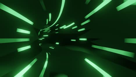 fast movement inside round tunnel with green lights. minimal seamless looped motion graphic animated background