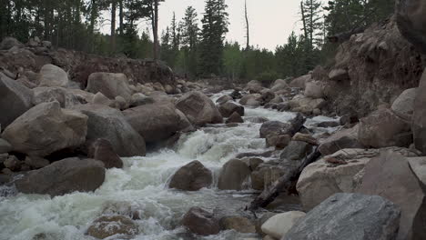 slider shot of raging river in mountains