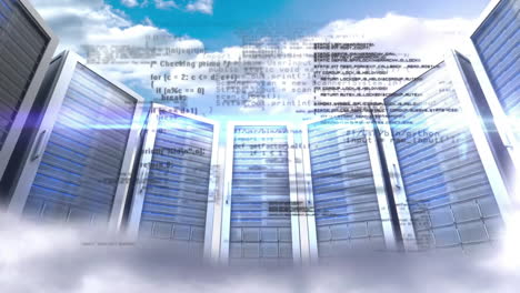 animación del procesamiento de datos digitales a través de servidores informáticos