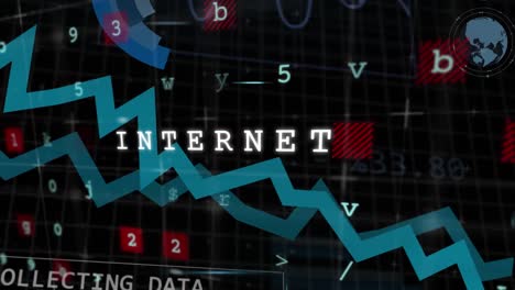 Animation-Der-Finanzdatenverarbeitung-über-Rasterhintergrund