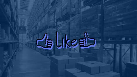 animation of like text over warehouse