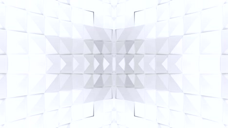 fondo abstracto geométrico blanco bajo como un efecto de vidriera o caleidoscopio en movimiento en 4k. animación 3d de bucle, imágenes sin costuras en el popular estilo bajo de poli. v6