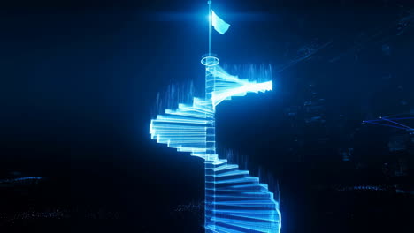digital spiral staircase with flag