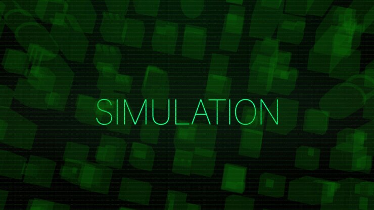 Animation of simulation text over city