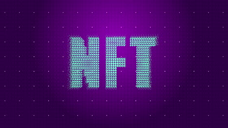 Animation of nft over violet background with dots
