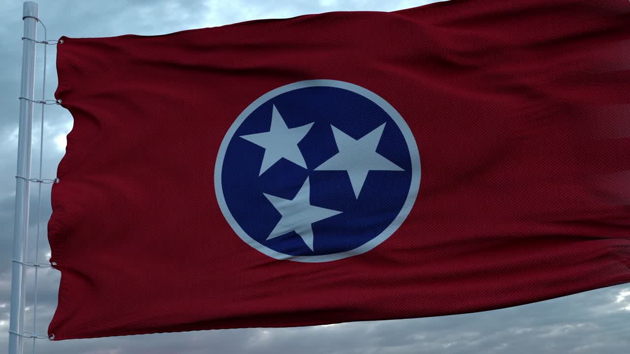 estados unidos y tennessee bandera mixta ondeando en el viento. tennessee y estados unidos bandera en el mástil