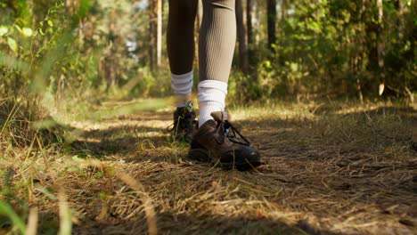 mujer caminando en el bosque