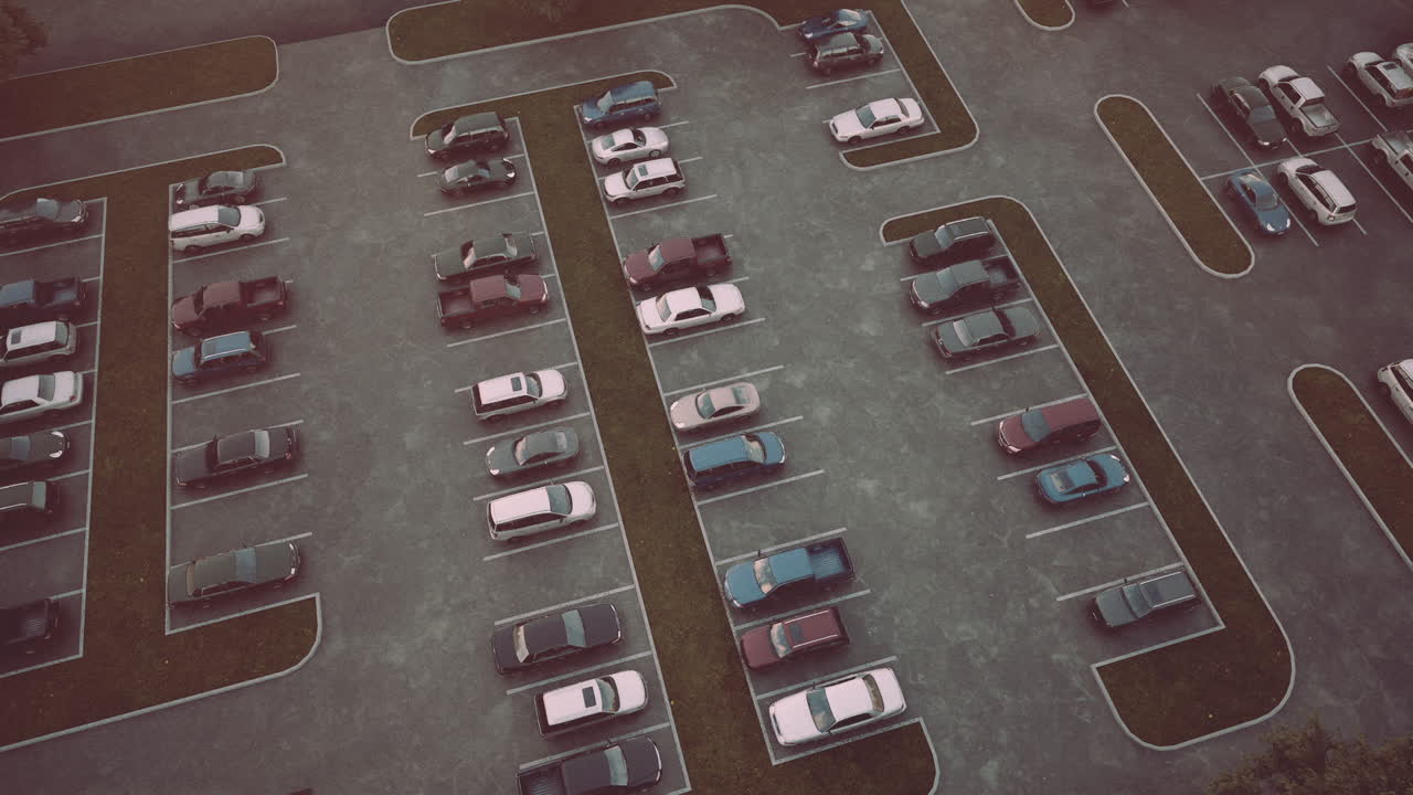완전 한 주차장 의 공중 사진