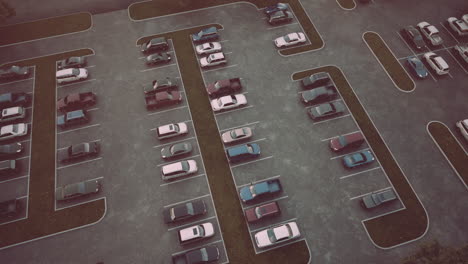 aerial view of a full parking lot