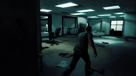 deserted and damaged office scene