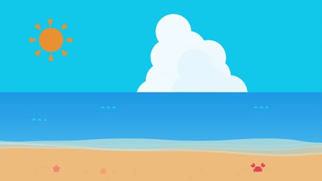animación de cielo azul y playa