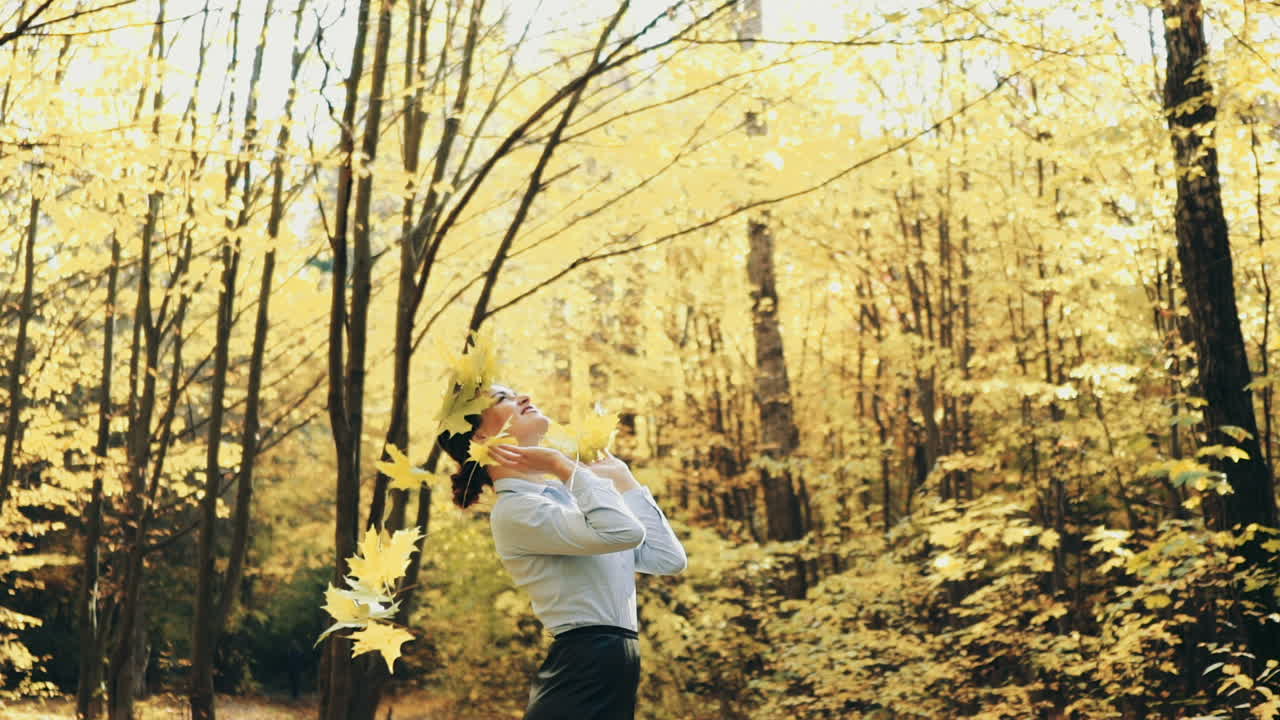 Autumn woman in autumn park. Autumn woman in autumn park. Warm sunny weather. Fall concept