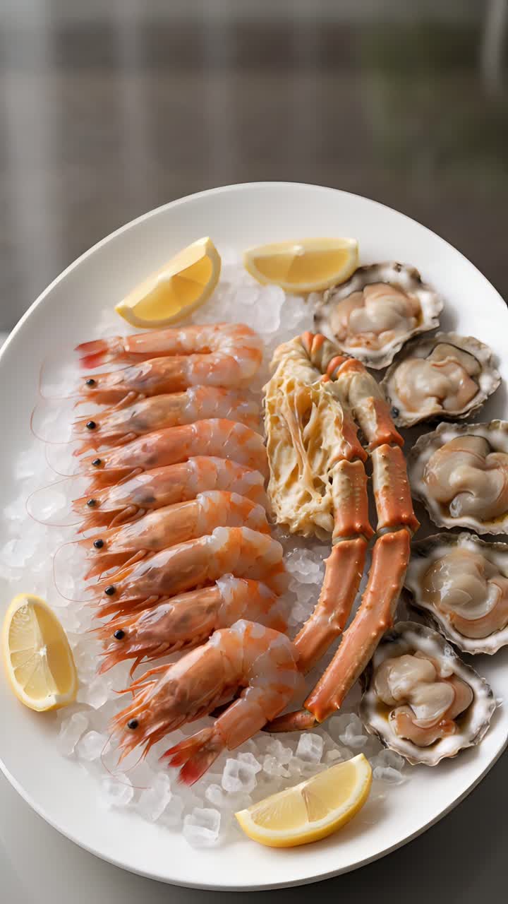 Delicious Seafood on Blurred Background 4K