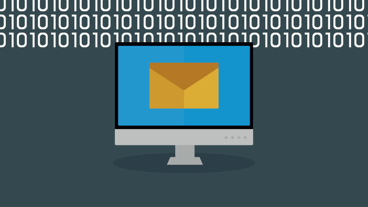 desktop with envelope email animation