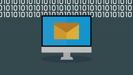 desktop with envelope email animation