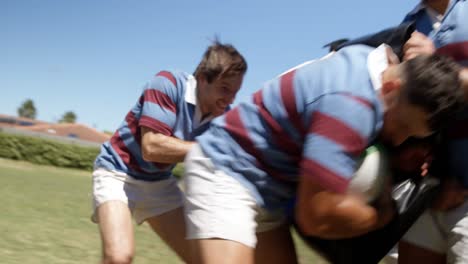 rugby player try to defend ball from opponent team 4k 4k