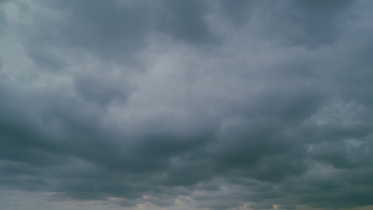 Clouds before thunder storm coming. Dramatic cloudy rainy sky. Time lapse.