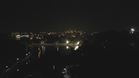 night view of lake city with dramatic lighting from unique perspective video is taken at udaipur rajasthan india