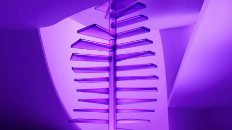 modern spiral staircase with purple lighting
