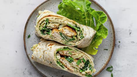 delicious chicken wrap with avocado, spinach, and greek yogurt