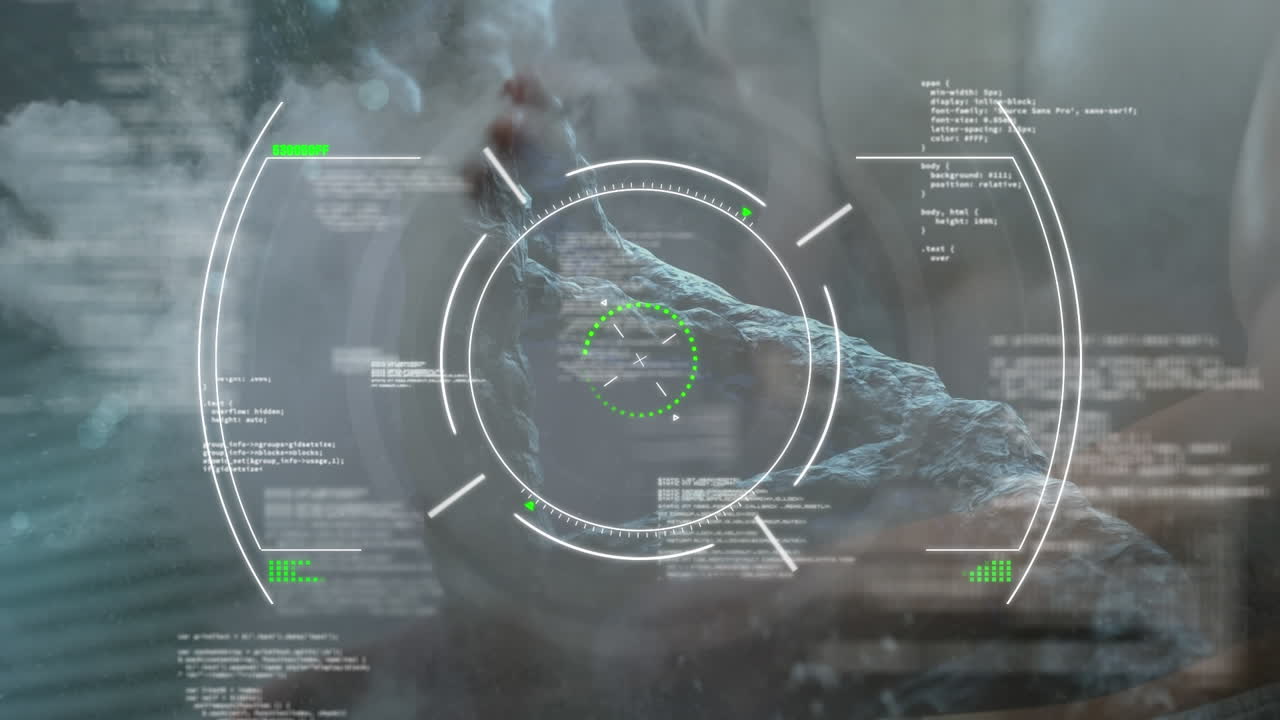 회색 배경 위의 과학자 데이터 처리 및 dna  ⁇ 의 애니메이션