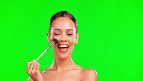 Beauty,-face-and-makeup-brush-for-a-woman-portrait
