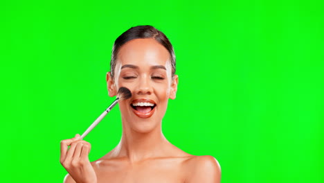 belleza, rostro y pincel de maquillaje para un retrato de mujer