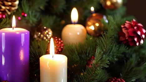 advent candles on a christmas tree