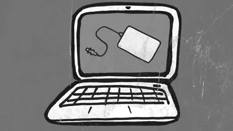 Animation of shapes moving over laptop with mouse