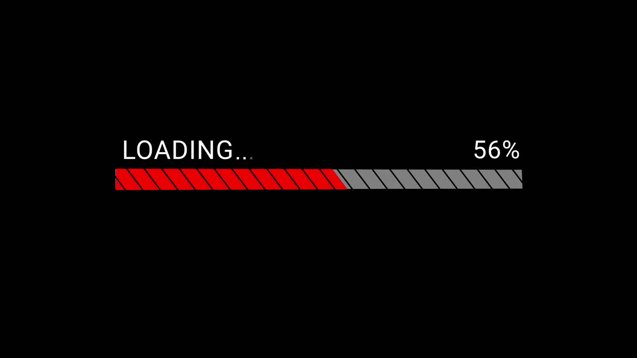Digital Loading Progress Bar Animation on Black Background