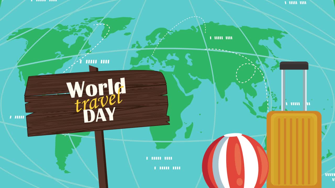world turism day lettering animation