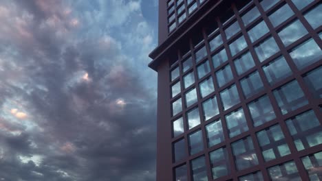 hermosa fachada de rascacielos abstracto moviéndose en bucle sin costuras con reflejos del cielo