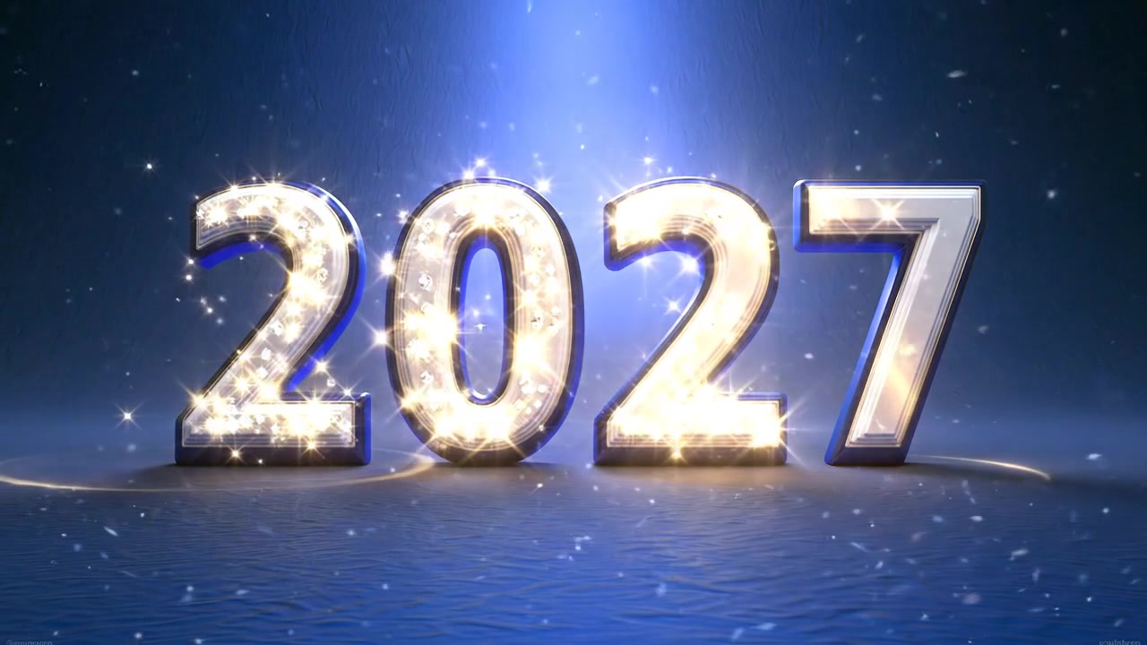 Glowing 2027 New Year Celebration Text Animation