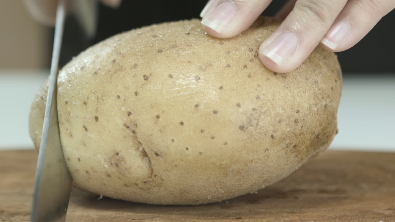 primer plano, de, patata, ser, cortado