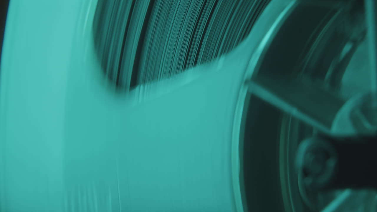 Part of Spinning Magnetic Tape of Analog Reel-to-Reel Tape Recorder