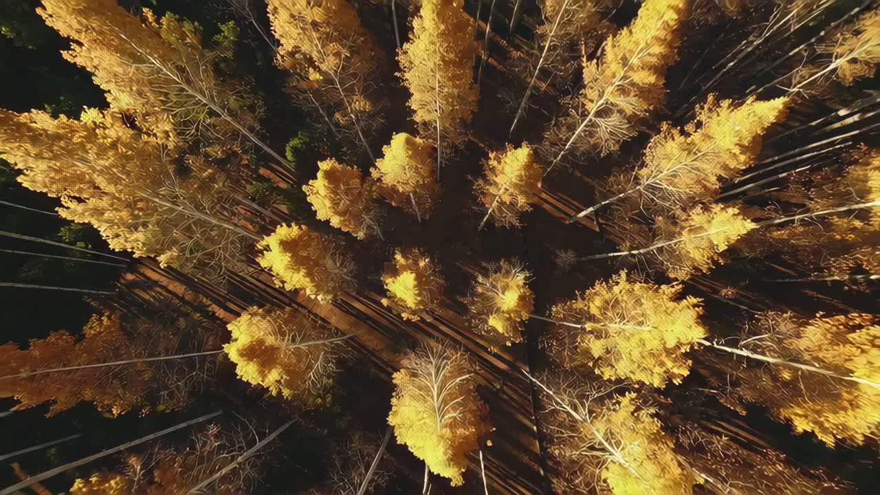 Vista aérea del bosque de otoño