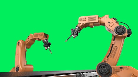 robot assembly line on green screen