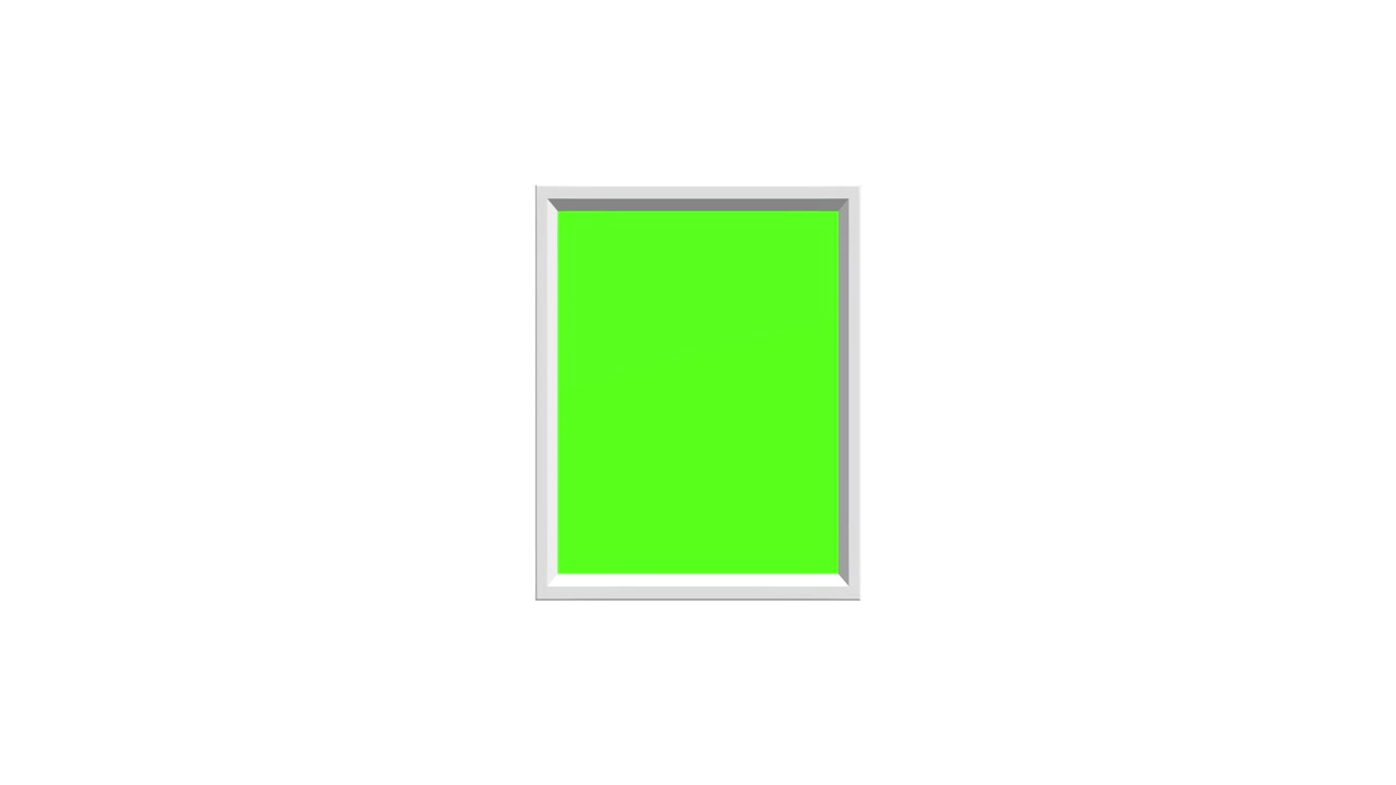 Vizuál makety minimalistického chroma panelu s jasně zelenou vložkou, bílým negativním prostorem a malým orámováním.