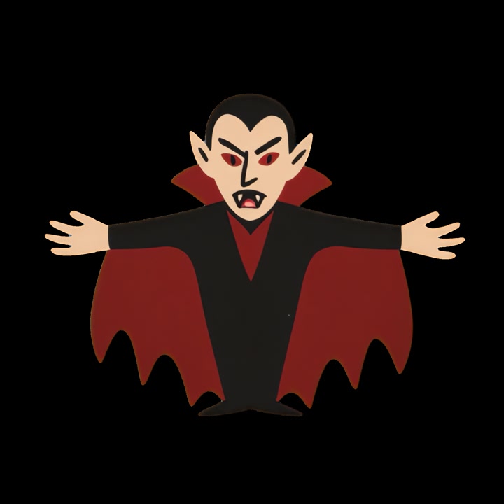 Personaggio vampiro dei cartoni animati che si gira e rimane immobile