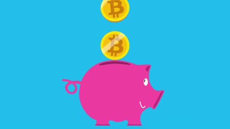 money box with btc and piggy bank.
