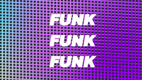 animation of funk in white and colourful text over colourful square mesh