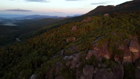 boulders dot the side of grandfather mountain in the blue ridge mountains aerial