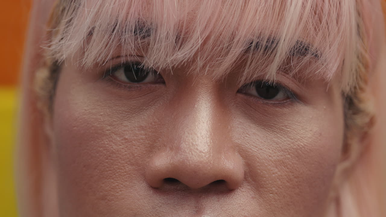 Close-up of a Person with Pink Hair