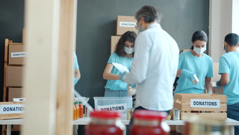 volunteers sorting donations